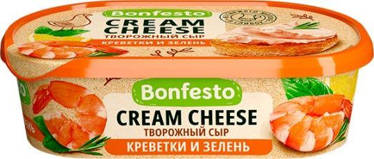 СЫР ТВОРОЖ BONFESTO КРЕМЧИЗ С НАПОЛНИТ КРЕВЕТКИ/ЗЕЛЕНЬ 140ГР