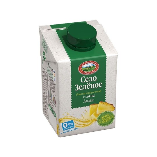 Напиток сывороточный с соком ананаса Село Зеленое, 0,5кг.