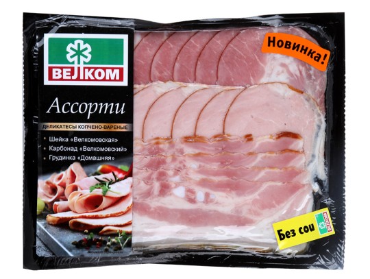 Ассорти Велком деликатесы сырокопченые Шейка+Карбонат+Грудинка, нарезка, 300г