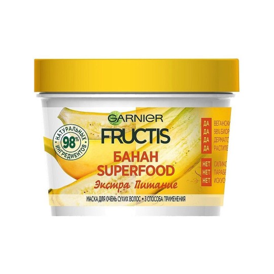 Маска для волос Garnier fructis superfood банан для очень сухих волос 390 мл