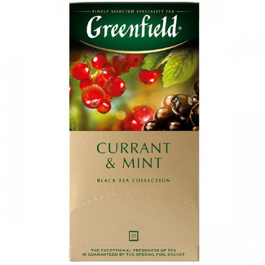 GREENFIELD| чай пакетированный  "CURRANT & MINT" 25 пакетиков