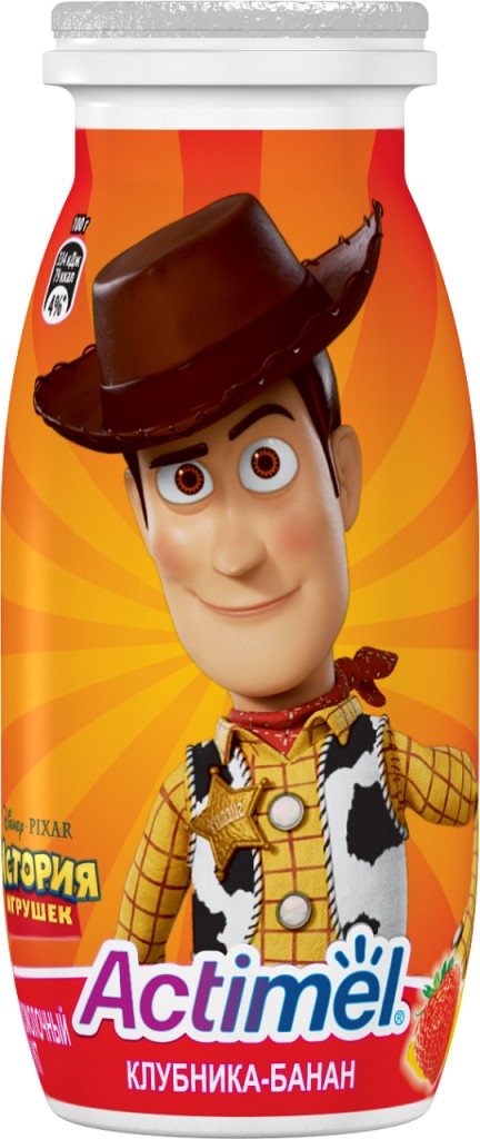 Actimel| Кисломолочный напиток  детский с клубникой и бананом 2,5% 100г