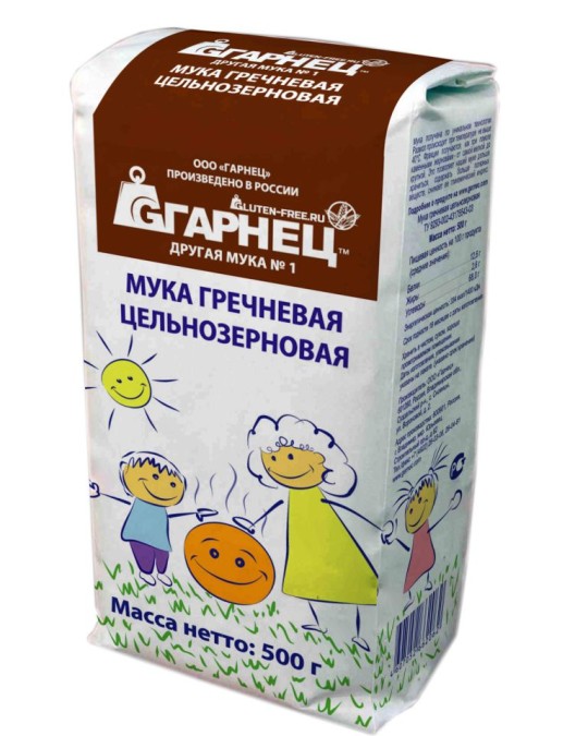 500Г Мука гречневая цельнозерновая без глютена ГАРНЕЦ