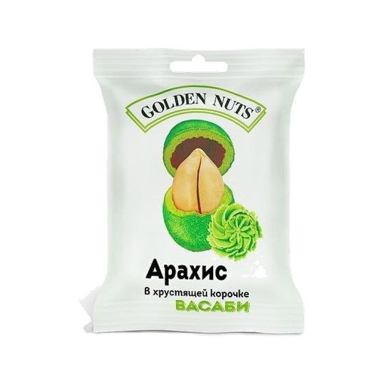Golden Nuts Арахис в хрустящей корочке, васаби, 50 гр