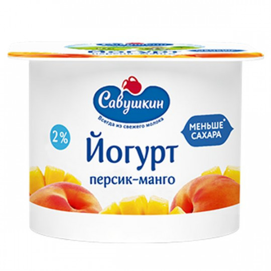 Савушкин|Йогурт густой "Персик-Манго" 2% 120 гр