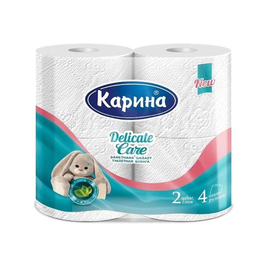 БУМАГА КАРИНА DELICATE CARE ТУАЛЕТНАЯ 2 СЛОЯ 4ШТ