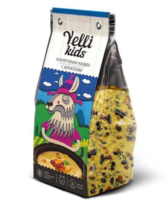 "Yelli" кукурузная кашка с фруктами 120 г./9
