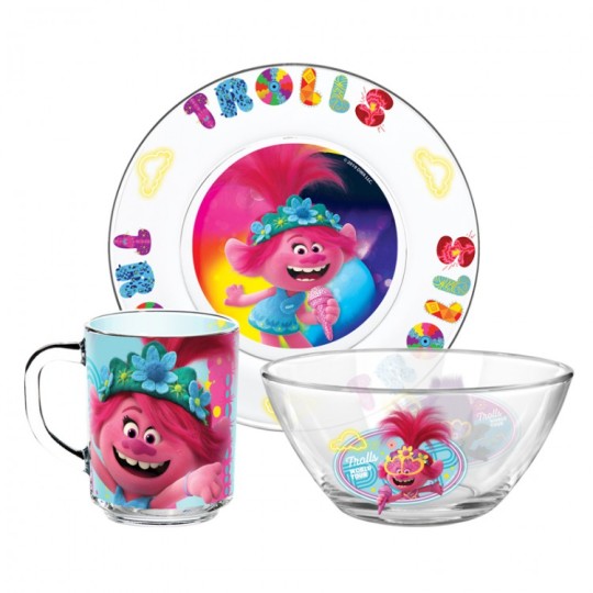  Набор стеклянной посуды "Тролли 2: Серия Поп", 3 предмета 