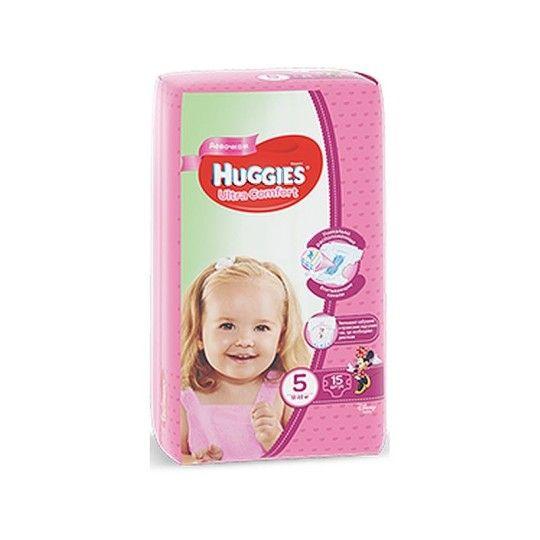 Подгузники HUGGIES Ultra Comfort для девочек 5 (12-22 кг) 15 штук