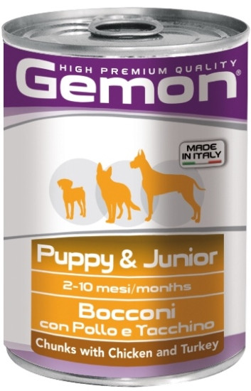 Консервы для щенков Gemon Dog Puppy and Junior с кусочками курицы и индейки 415 г