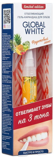 Гель-карандаш для зубов Global White отбеливающий фруктовый микс 5 мл
