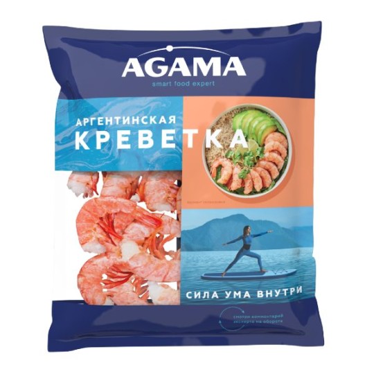"AGAMA" Аргентинская креветка №7 варено-мороженые  без головы 800гр