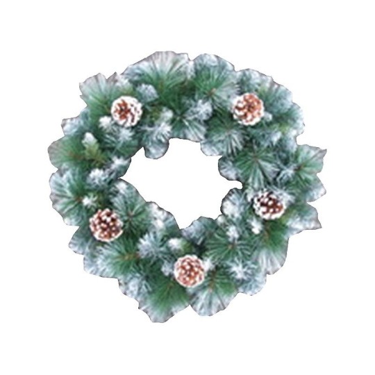 45СМ ВЕНОК ЗАСНЕЖЕН С ШИШКАМИ