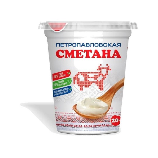 СМЕТАНА 20%  ПЕТРОПАВЛОВСКАЯ  СТАКАН 360ГР