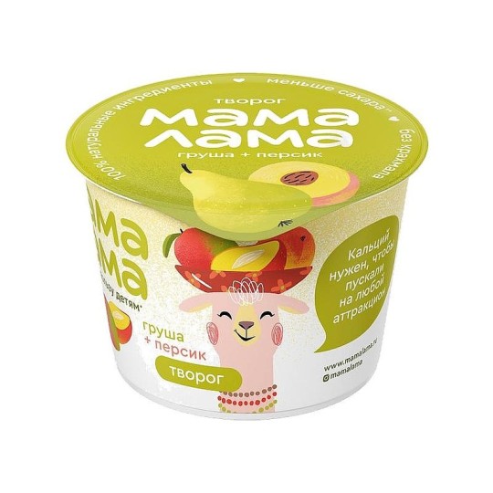 Творог Мама Лама груша + персик 3,8% 100 г