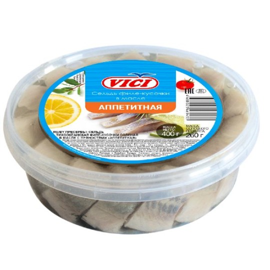 VICI| Сельдь филе-кусочки в масле «Аппетитная»  400Г