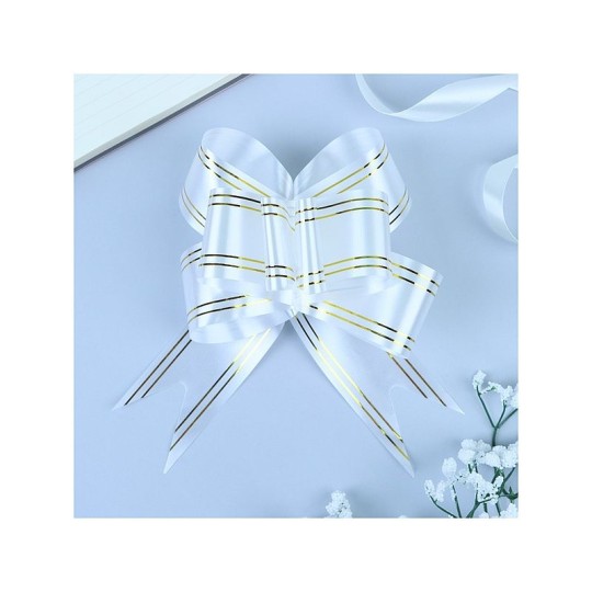 БАНТ-БАБОЧКА №5 ЗОЛОТАЯ ПОЛОСА БЕЛЫЙ 817862