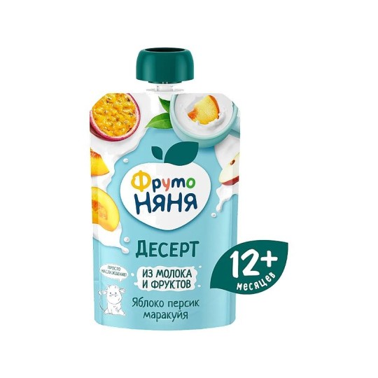 ДЕСЕРТ ФРУТО НЯНЯ ПЮРЕ ЯБЛОКО/ПЕРСИК/МАРАКУЙЯ С МОЛОКОМ 90ГР