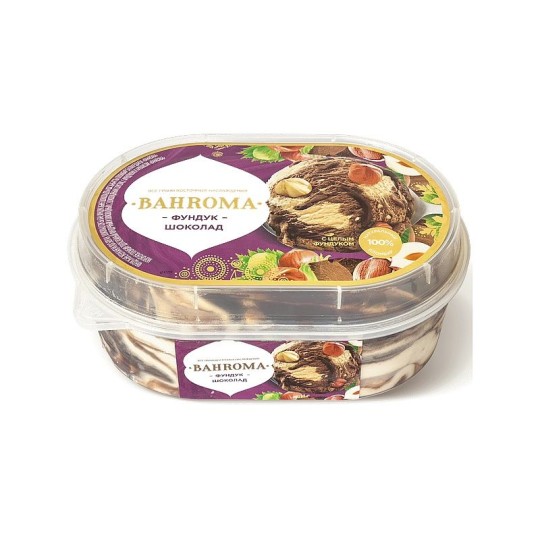 МОРОЖЕНОЕ BAHROMA ПЛОМБ ФУНДУК-ШОК С АРАХИСОМ 450ГР ВАННА