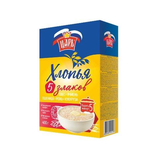 Хлопья 5 злаков Царь овес ячмень пшеница рожь кукуруза 400 г