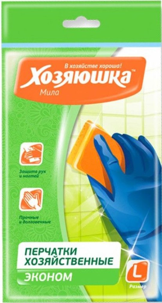 ПЕРЧАТКИ ЛАТЕКСНЫЕ ХОЗЯЮШКА МИЛА ЭКОНОМ РАЗМЕР L