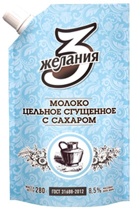 Молоко сгущенное 3 Желания цельное с сахаром 8,5% 280 г
