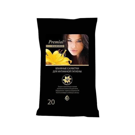 Влажные салфетки для интимной гигиены Premial с экстрактом лилии 20шт