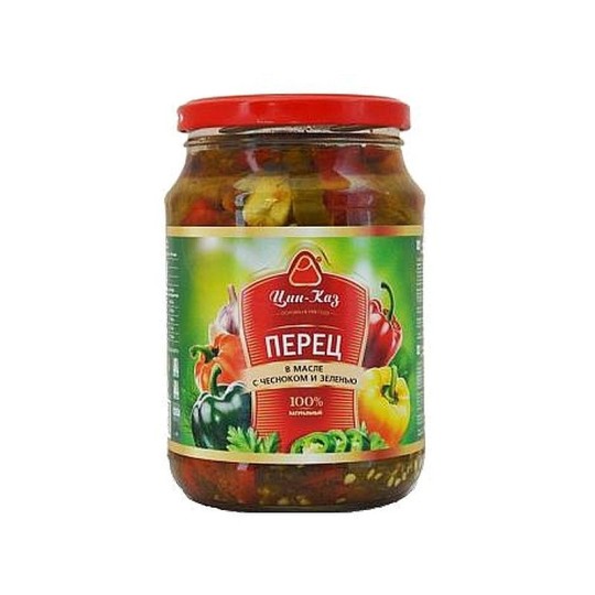 Перец в масле Цин-Каз с чесноком и зеленью 710 г