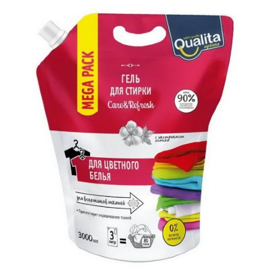 ГЕЛЬ Д/СТИРКИ QUALITA Д/ЦВЕТНОГО БЕЛЬЯ ДОЙ-ПАК 3Л