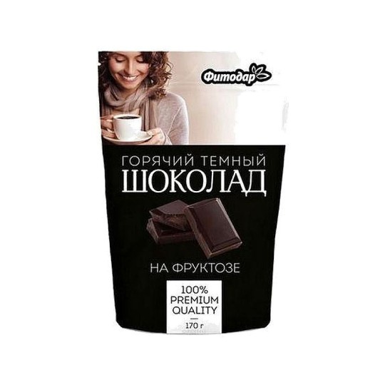  Какао-напиток Горячий темный шоколад на фруктозе Фитодар, 170 гр, ZIP-пакет