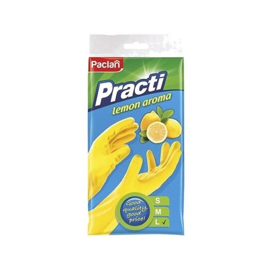 Перчатки резиновые Paclan аромат лимона желтые размер M 7-7,5