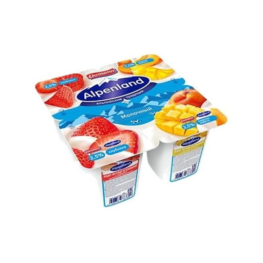 Йогурт Alpenlаnd молочный клубника персик манго 95 г 4 шт