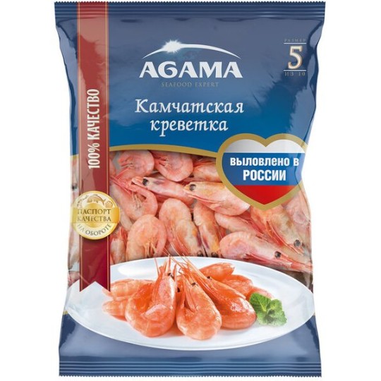 Креветки "Agama" варено-мороженые 35/45 камчатские 800 г