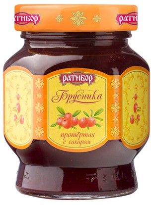 Брусника Ратибор протертая с сахаром 365 г