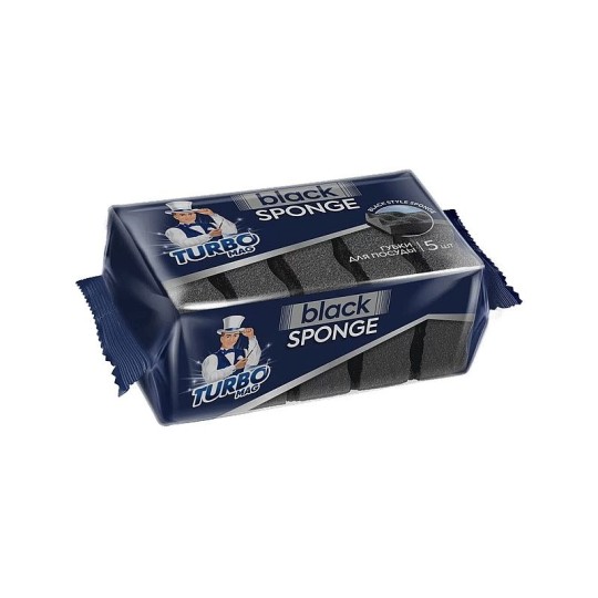 ГУБКА ДЛЯ ПОСУДЫ TURBOMAG BLACK 5ШТ