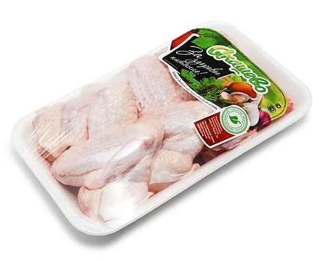 КРЫЛО (ЛОКОТЬ+ПЛЕЧО) ЦЫПЛЯТ-БРОЙЛЕРОВ  НА ПОДЛОЖКЕ  ОХЛАЖДЕННОЕ