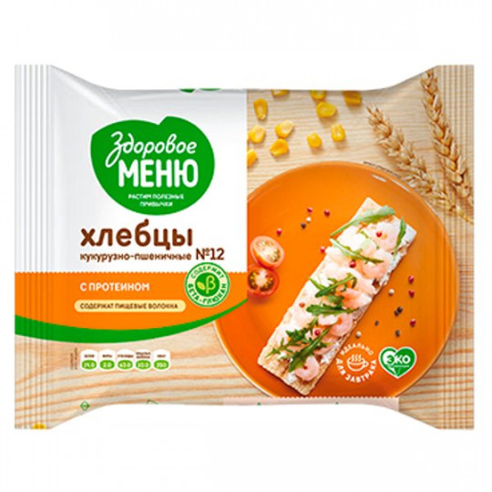 Здоровое меню|№12 Хлебцы кукурузно-пшеничные с протеином 90г