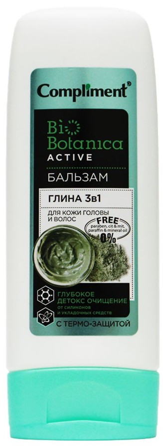 Бальзам Compliment Biobotanica active глина 3-в-1 для кожи головы и волос 200 мл