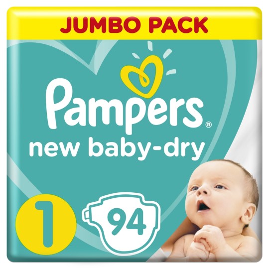 Подгузники Pampers New Baby-Dry 2–5 кг, размер 1, 94 шт.