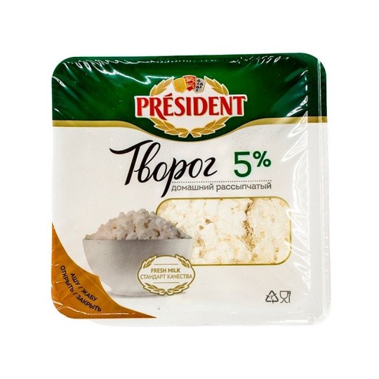 Творог "Домашний" PRESIDENT 9% 200 гр, ванночка