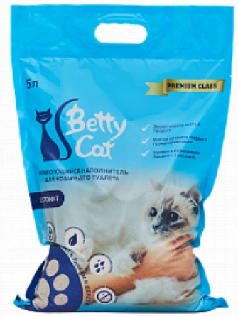 Наполнитель для кошачьего туалета Betty Cat бентонит комкующийся 5 л