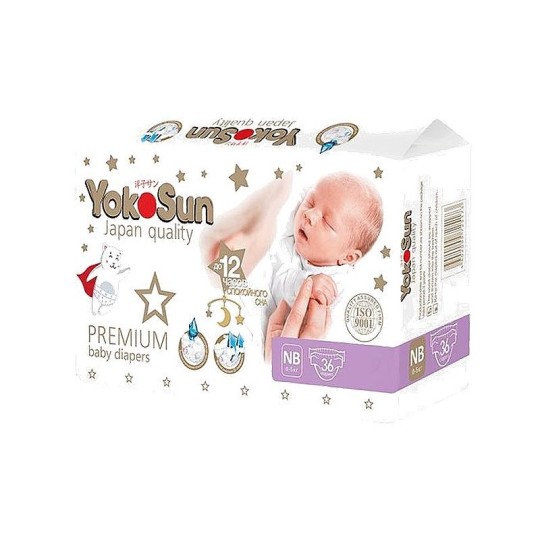 ПОДГУЗНИКИ YOKOSUN PREMIUM Д/НОВОРОЖ 0-5КГ NB 36