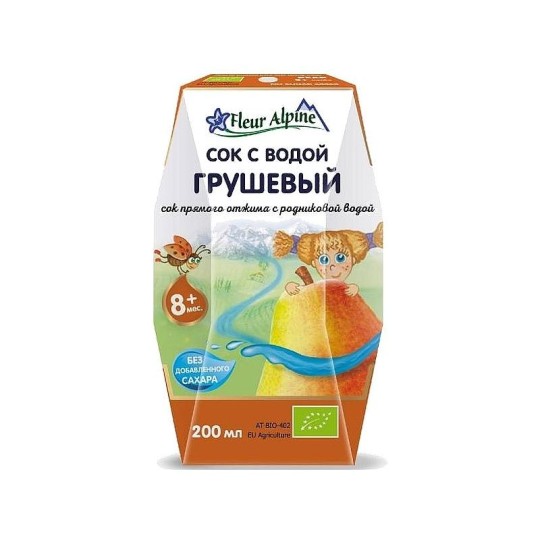 FLEUR ALPINE|Детский сок с водой ГРУШЕВЫЙ с 8 месяцев, 200 мл
