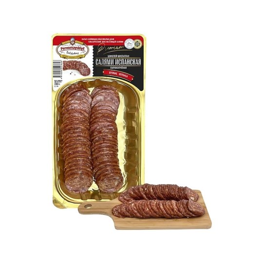 КОЛБАСА ПЕРВОМАЙСКИЕ ДЕЛИКАТЕСЫ САЛЯМИ ИСПАНСКАЯ СЫРОКОП НАРЕЗКА 200ГР В/У