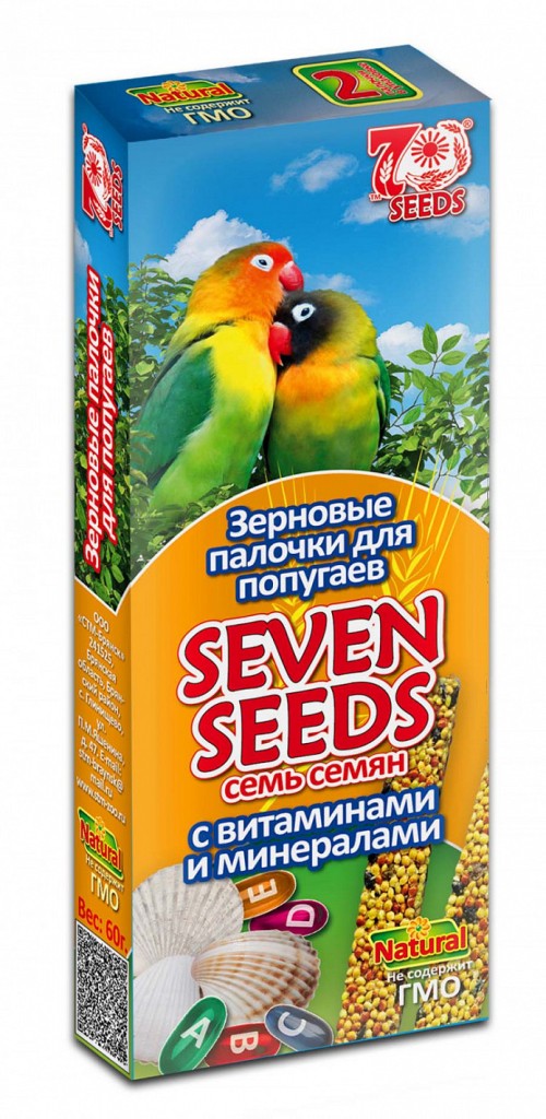 Зерновые палочки для попугаев Seven seeds с витаминами и минералами 60г