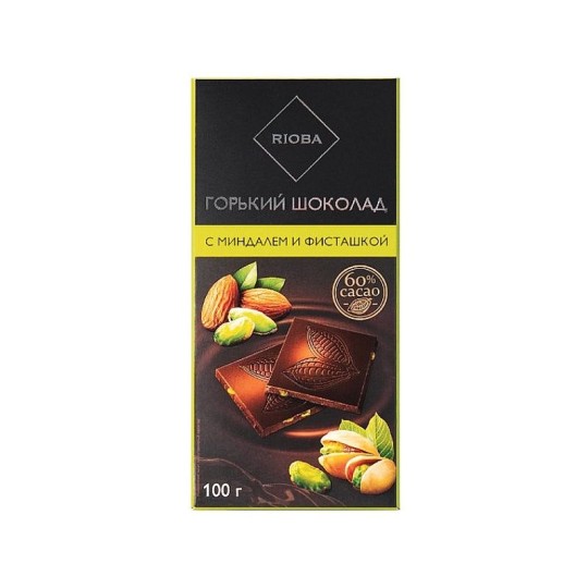  RIOBA |Шоколад горький миндаль, фисташка, 100г