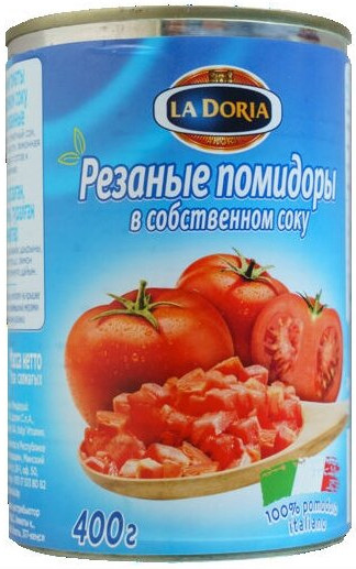 Помидоры LA DORIA резаные в собственном соку 400 г