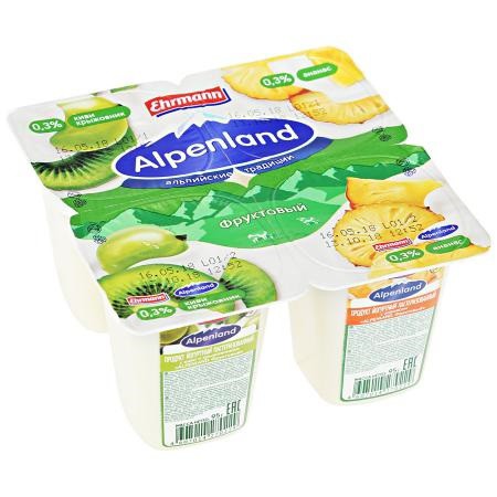 4Х95Г Йогуртовый продукт ALPENLAND 0,3% Киви-крыжовник/Ананас . EHRMANN