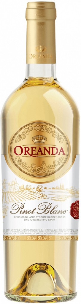 Вино белое Oreanda Pinot Blanc полусладкое 0,75 л (Украина)