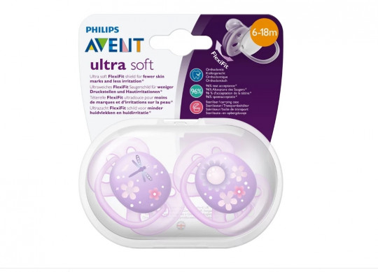 AVENT Пустышка силикон 6-18м Ultra Soft 